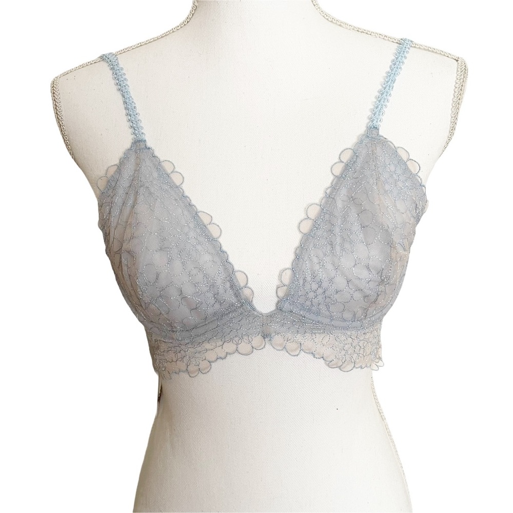 Free People Lucia Underwire Lace Bra Blue 34C - Picture 4 of 8